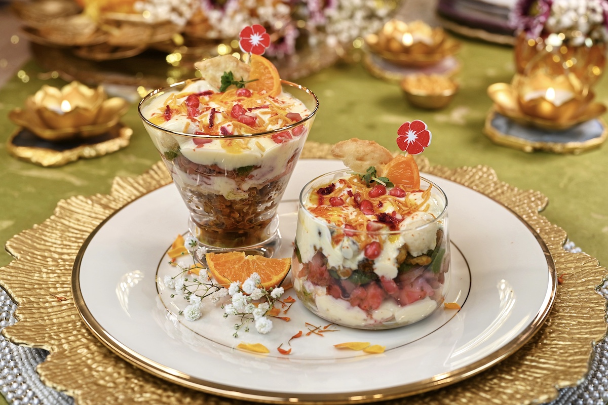 Orange Dahi Vada Layer Chaat
