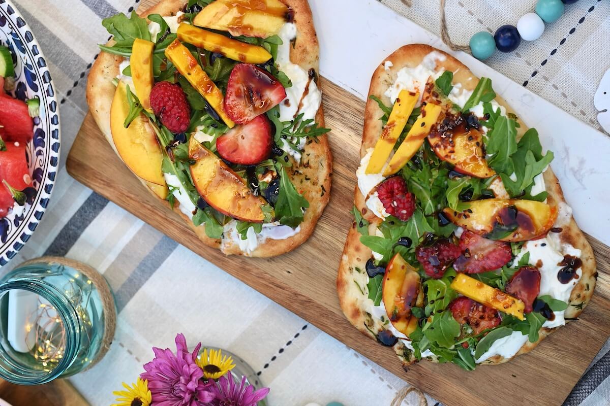 Summer Burrata Naan Pizza