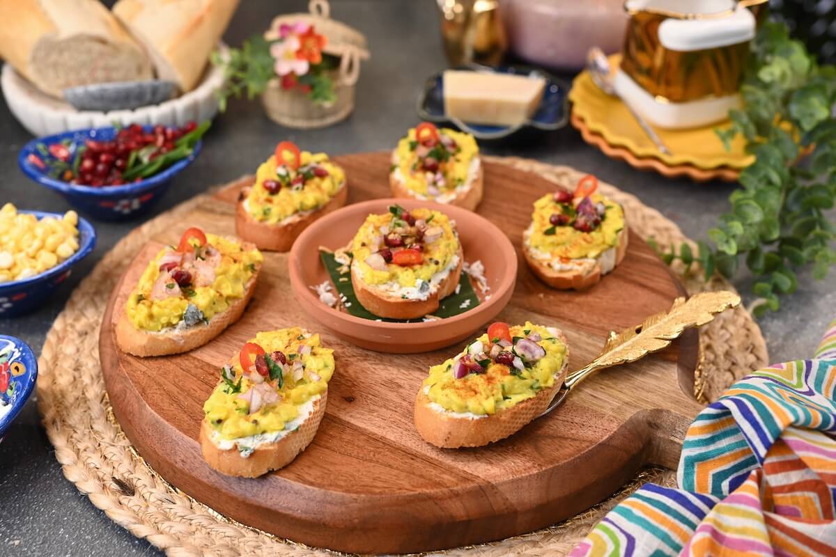 Bhutta Corn Kees Crostini
